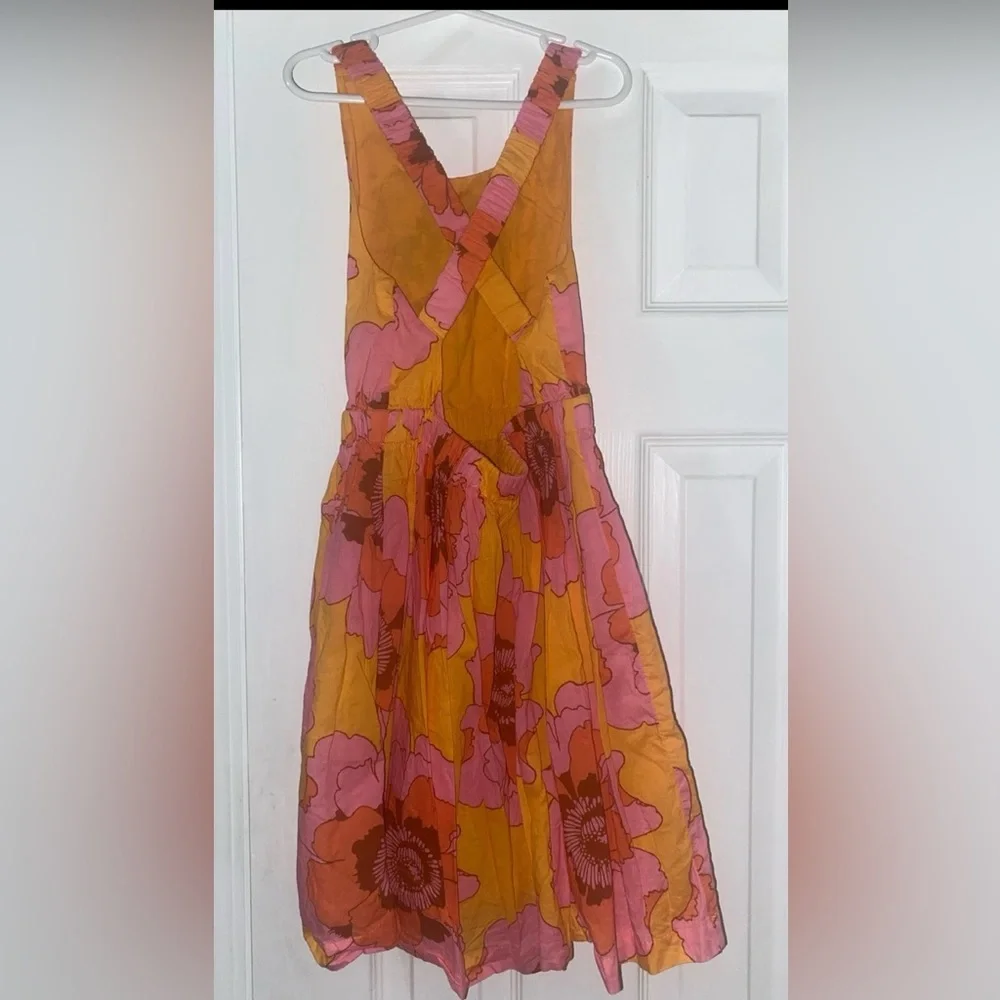 Gap girl criss cross open back floral dress size M(8) - Picture 6 of 10